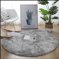 Нов кръгъл килим с дълъг косъм - 120 см