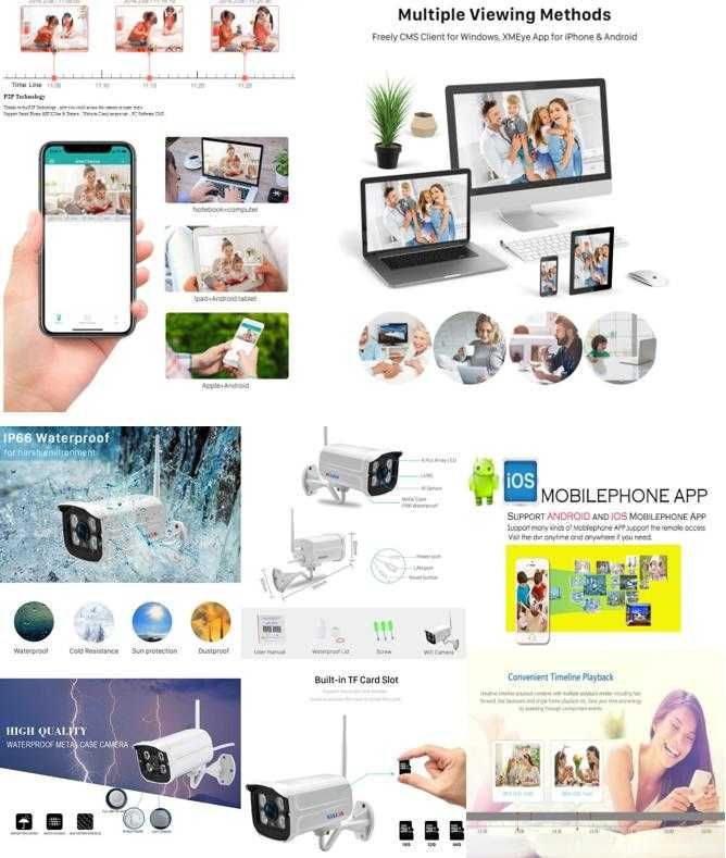 Бебефон Метална Водоустойчива Безжична IP Камера Смартфон Наблюдение