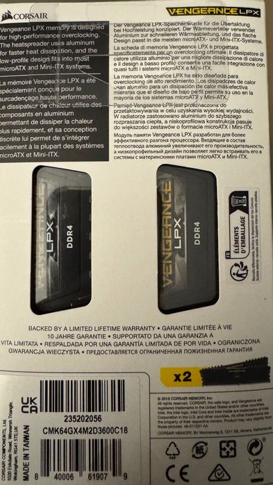 Memorie RAM Corsair Vengeance LPX Black, DDR4, 64GB(2x32) 3600MHz