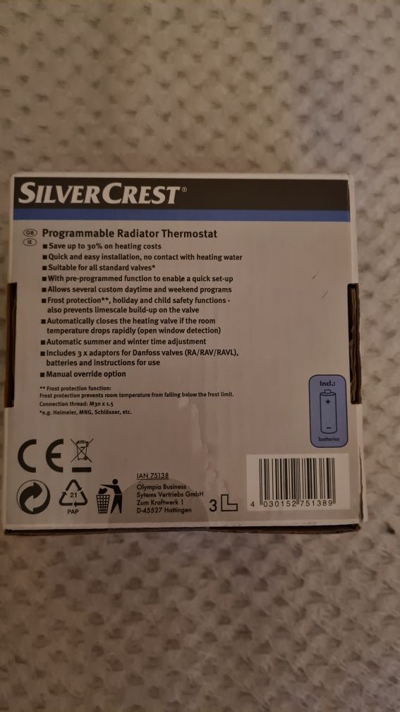 Termostat programabil calorifer Silver Crest - electronic - NOU