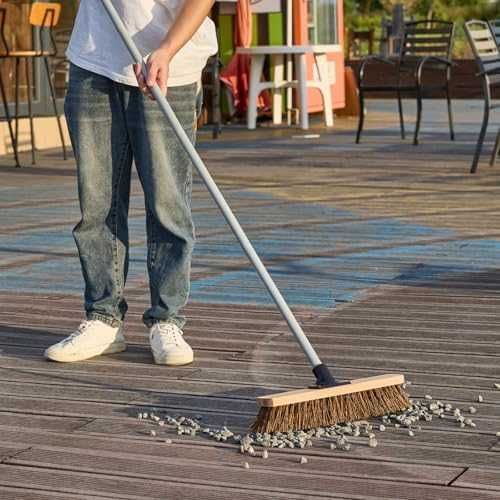 Метла Градинска твърда четка дълга метална дръжка за външно почистване