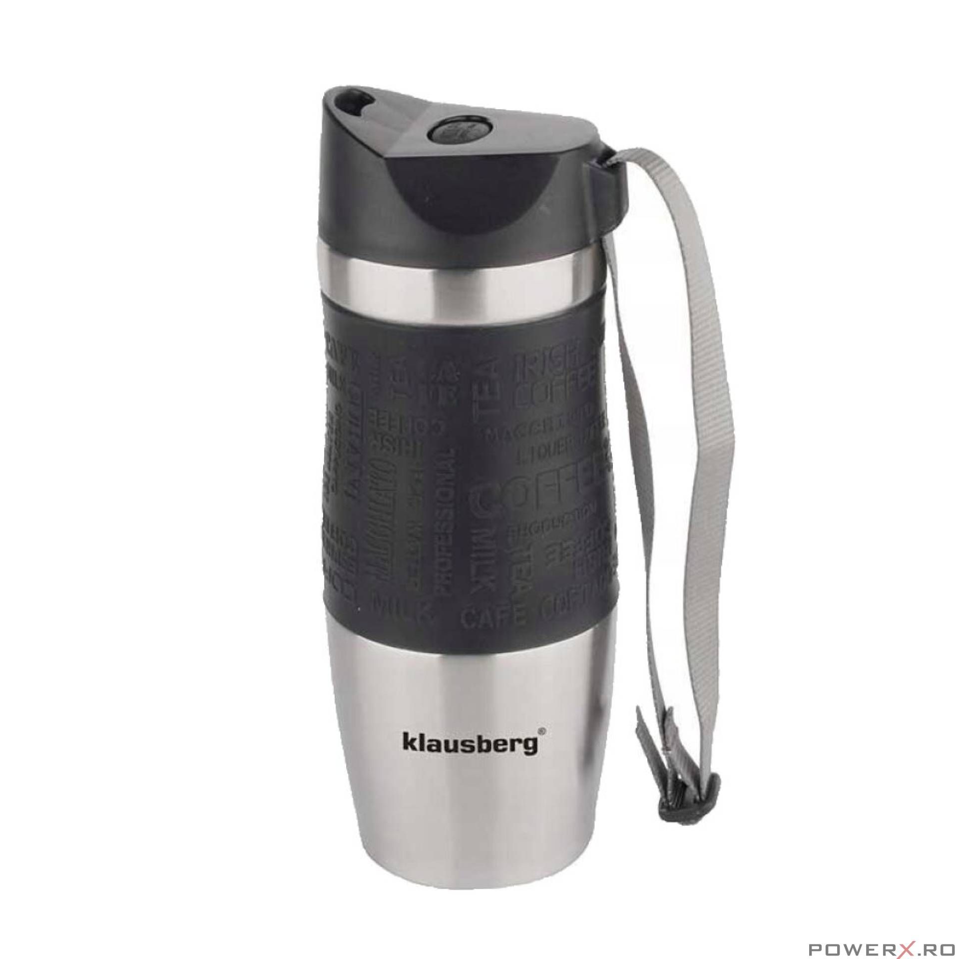 Termos din inox, negru, capacitate 380ml, Klausberg
