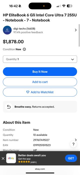 Hp elitebook G6 G1i 32RAM 1TB SSD intel ultra 7