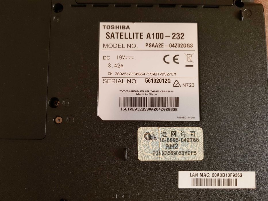 Laptop Toshiba Satellite A100-232