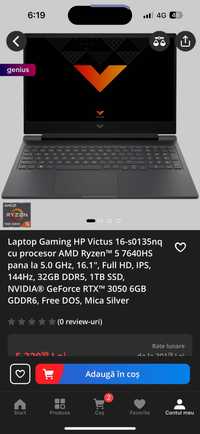 Laptop Gaming, Ryzen 5 7640HS, RTX 3050 6gb, 32GB DDR5, 1TB SSD, 144HZ