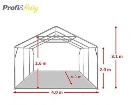 Шатра 4X6 м PROFESSIONAL - 50мм тръби, 100% водоустойчив PVC 550 гр/м2