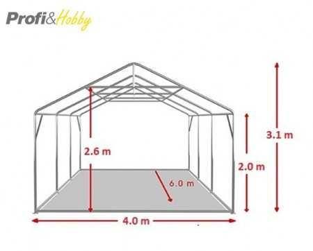 Шатра 4X6 м PROFESSIONAL - 50мм тръби, 100% водоустойчив PVC 550 гр/м2