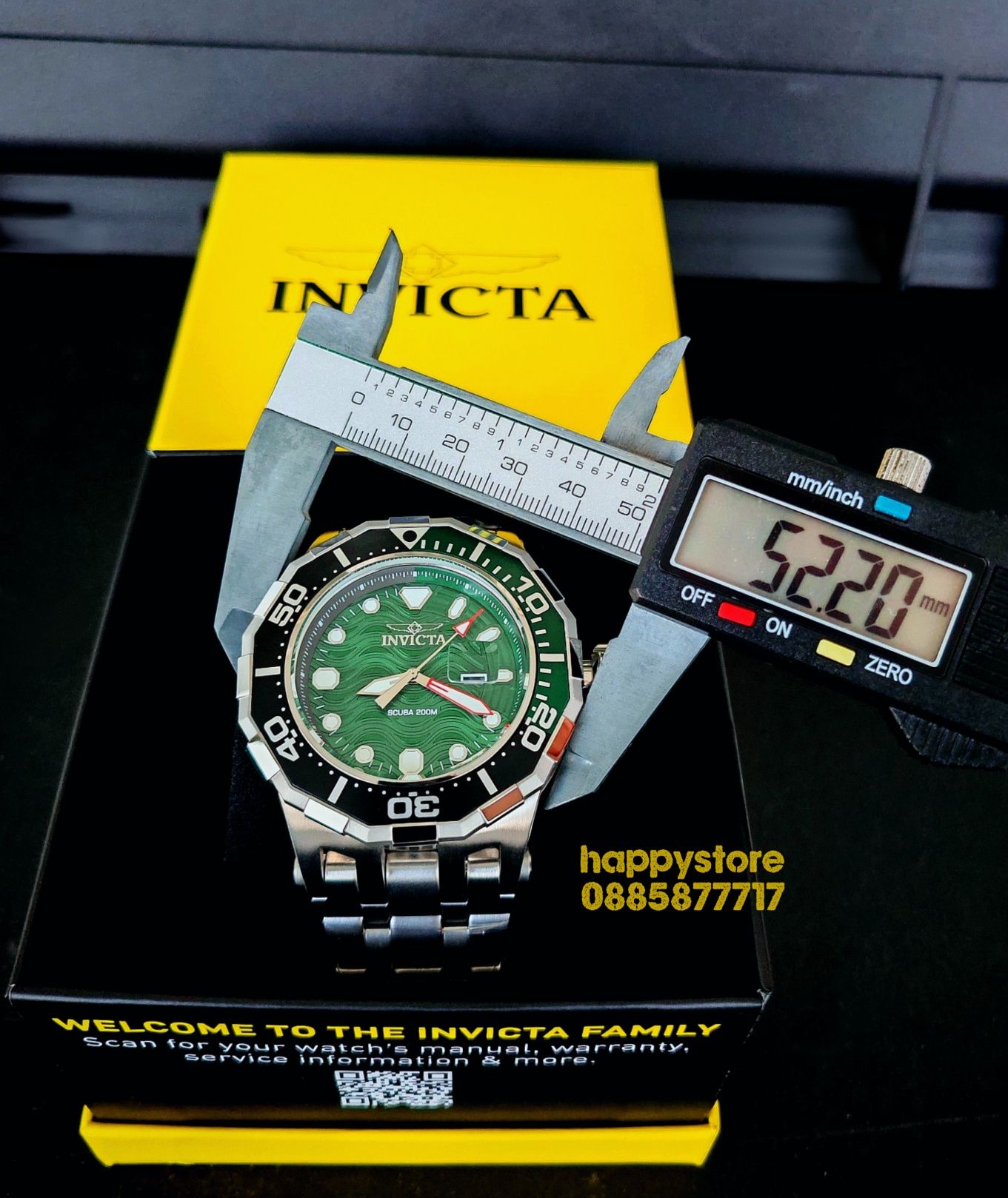 INVICTA Wave Green 52 mm, Инвикта нов ръчен часовник