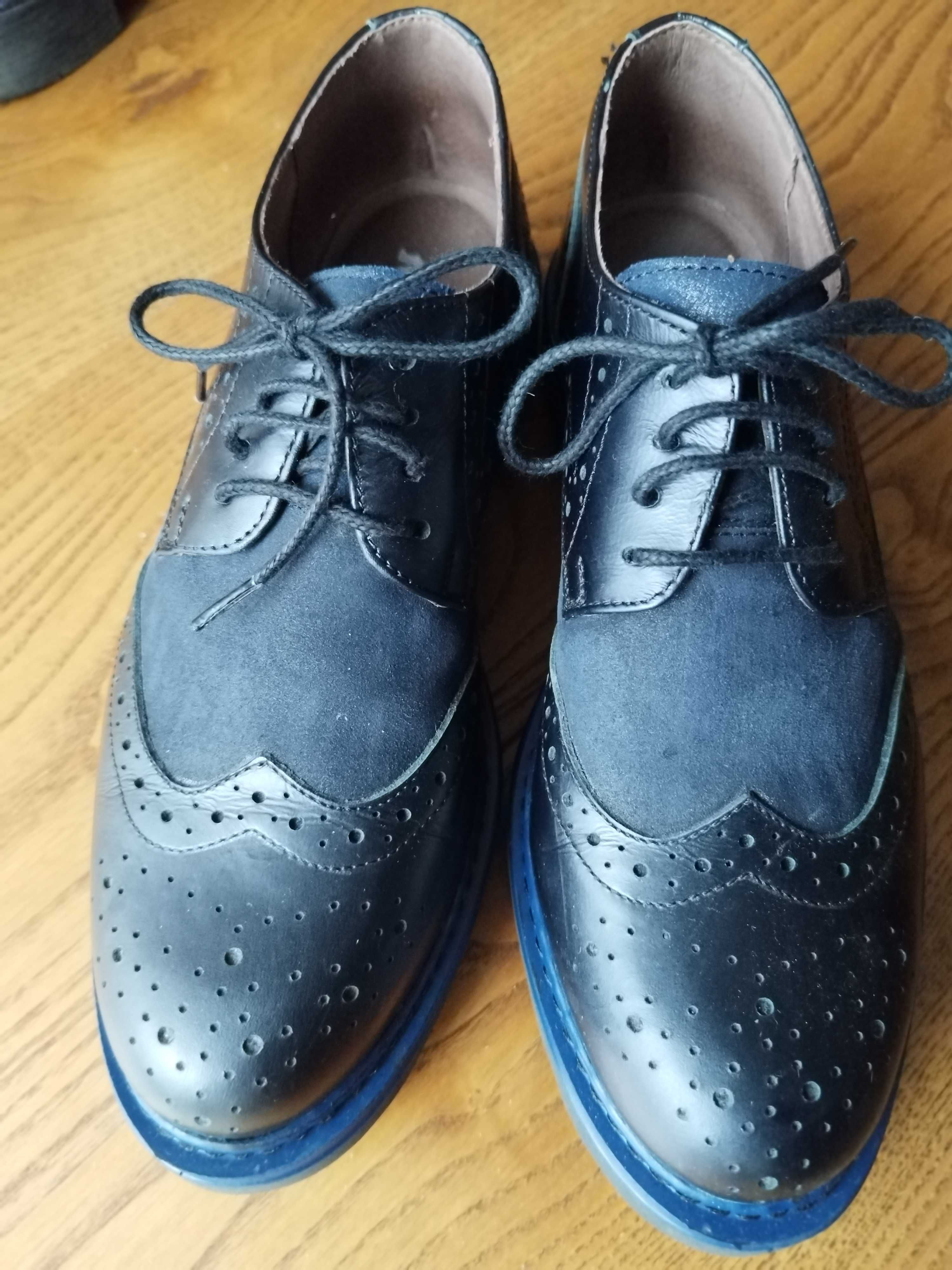 Pantofi din piele albastri Marelbo