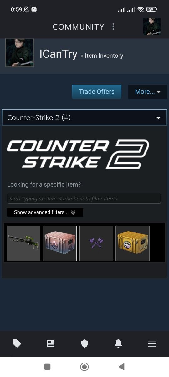 Steam аккаунт, прайм в КС2, инвентарь на 2500+, + платная игра