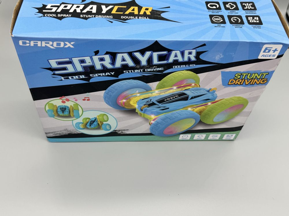 Каскадна количка с дистанционно CAROX SPRAY CAR, светеща, въртяща се