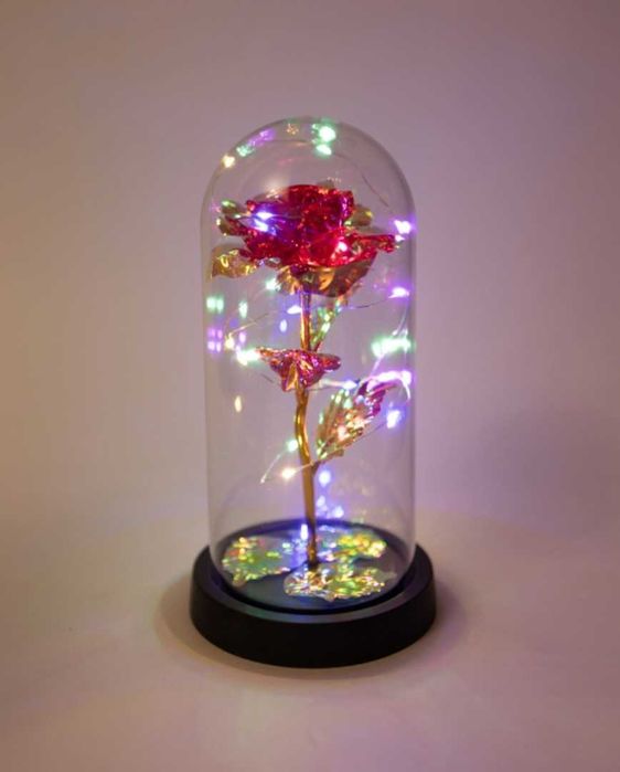 Роза в колбе цветок с подсветкой ночник светильник. Подарок новогодний