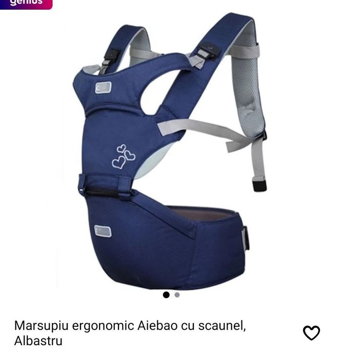 Marsupiu ergonomic Aiebao cu scaunel, Albastru