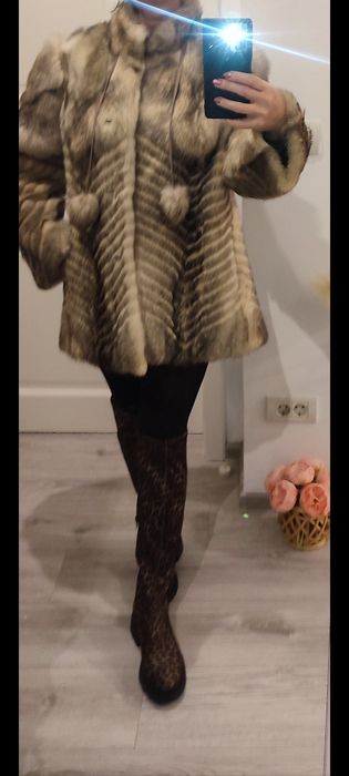 Palton de blana vulpe polara Echt Pelz,croiala clasica, model rar