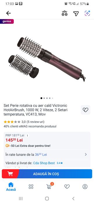 Perie rotativa cu aer cald