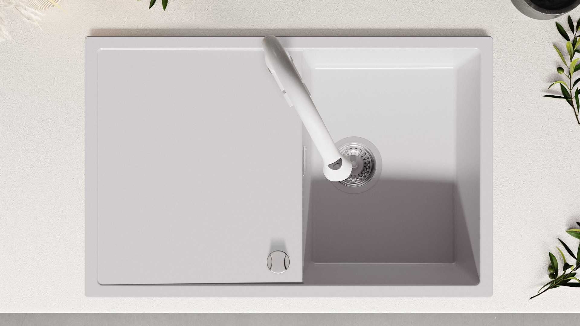 Кухненска мивка от Гранит модел Ибиса 780 х 500 мм - Бял