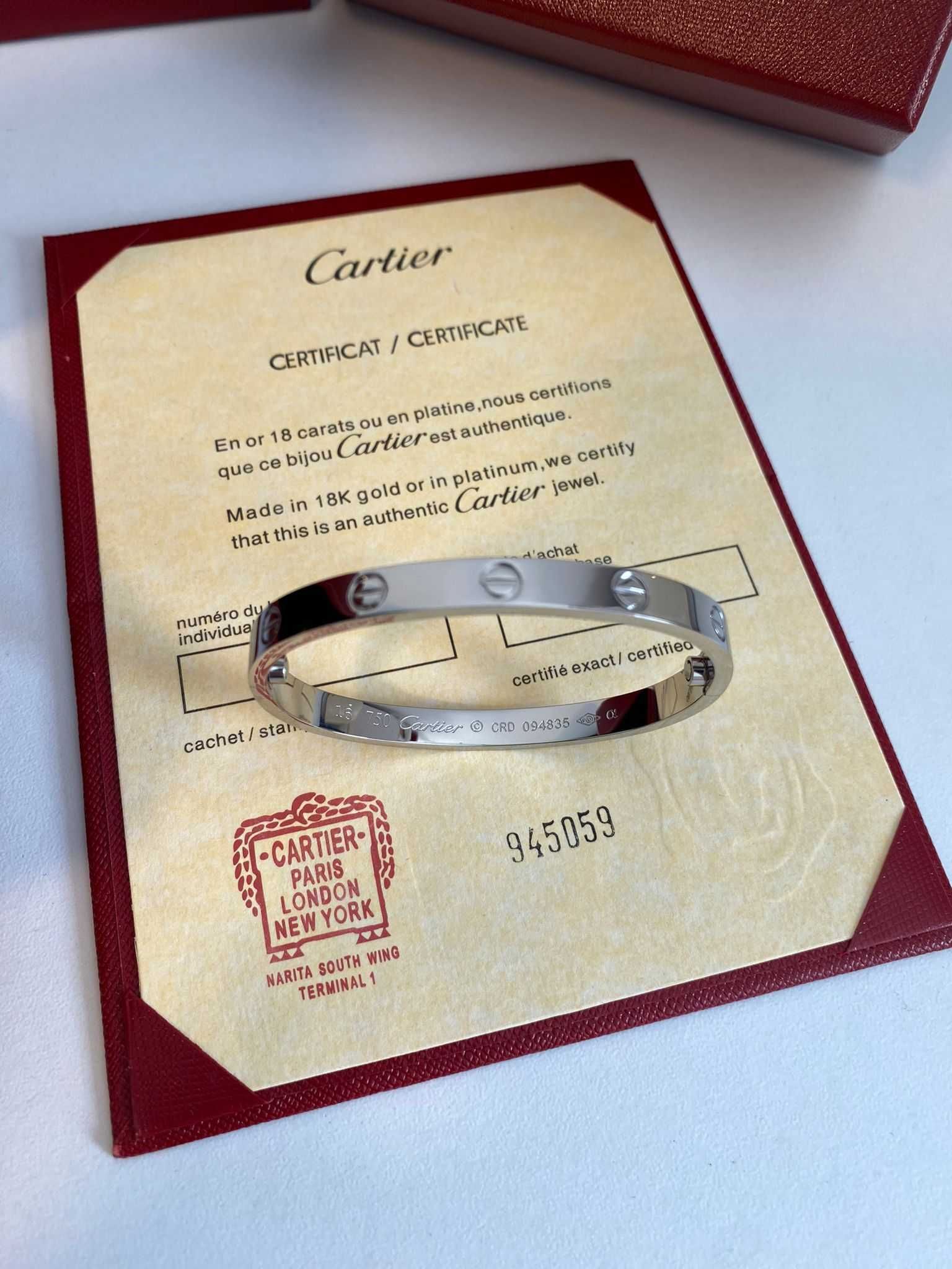 Brățară Cartier LOVE 21 White Gold 750 cu Cutie