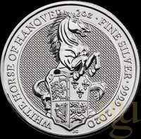 2 oz Сребърна монета, White Horse of Hanover, Queen's Beast 2020