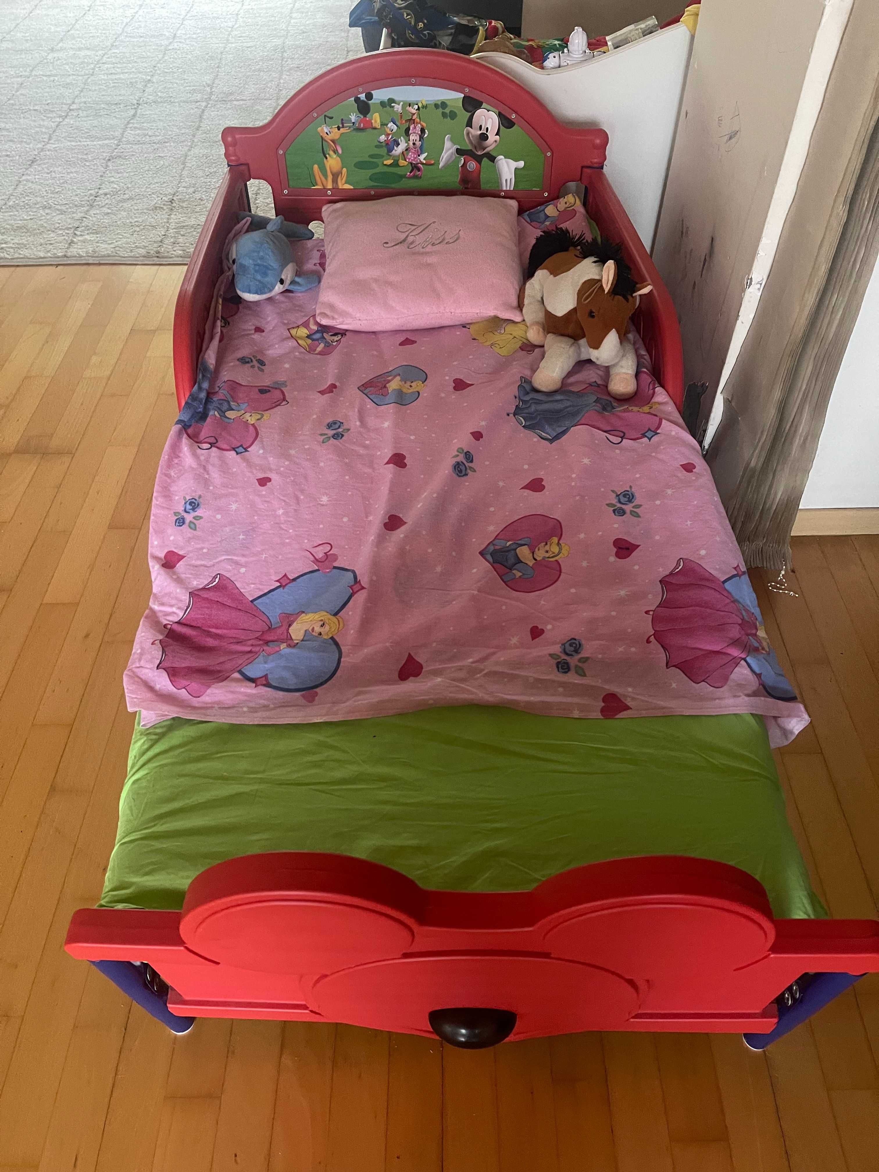 Pat pentru copii Mickey 144x76 cm, saltea inclusa