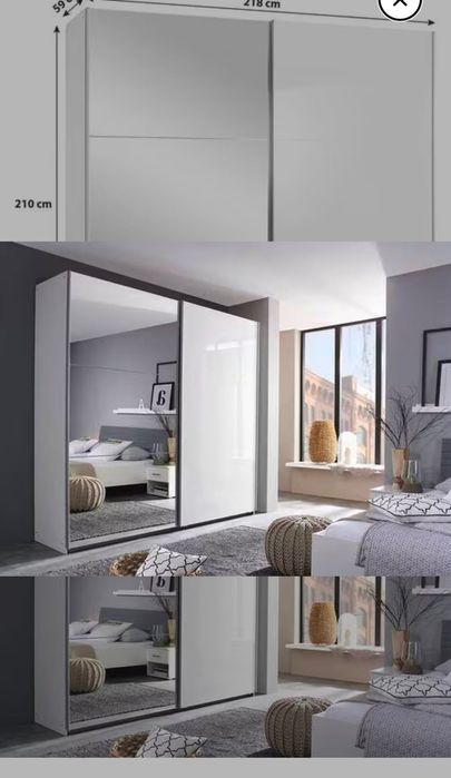 Garderoba noua oglinda și alb lucios