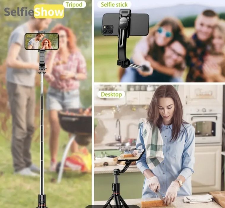 Селфи стик стойка за телефон трипод с дистанционно управление нов сгъв