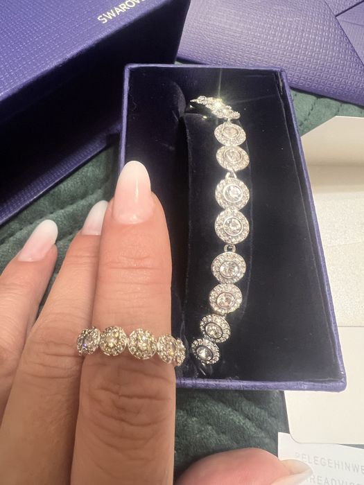 Set swarovski bratara +inel argintiu