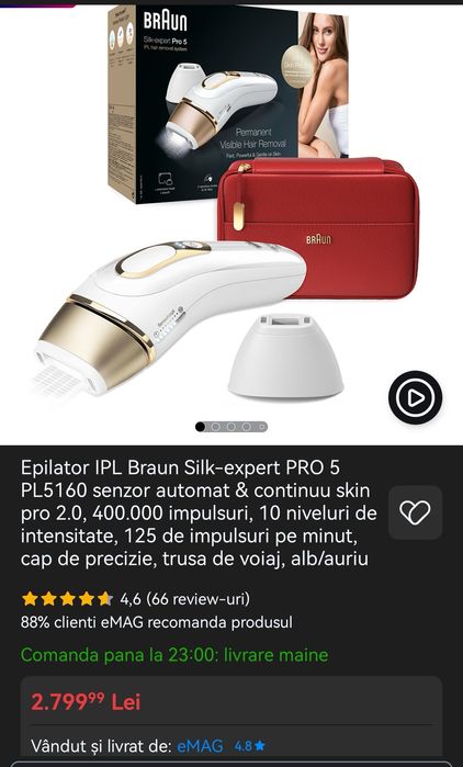 Epilator IPL Braun Silk-expert PRO 5 PL5160 sigilat