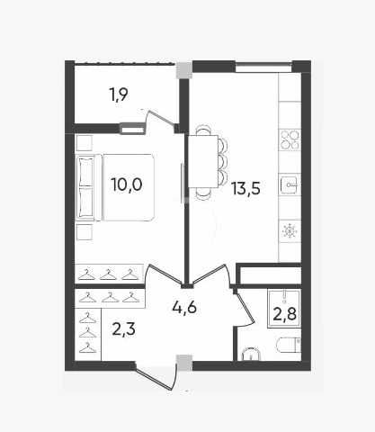 ЖК Fayzli hayot. 1-комнатная, 35 м². г. Ташкент, ТРЦ "Компас"