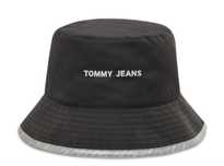 Шапка Tommy jeans унисекс, черна със сребърен кант