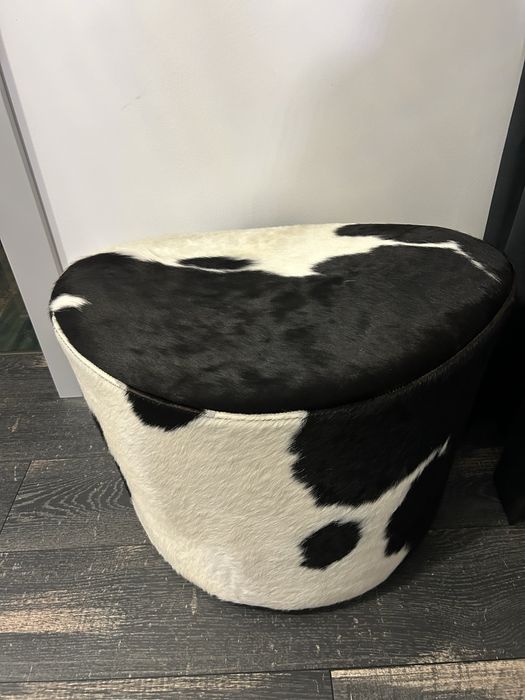 Scaun piele alb cu negru