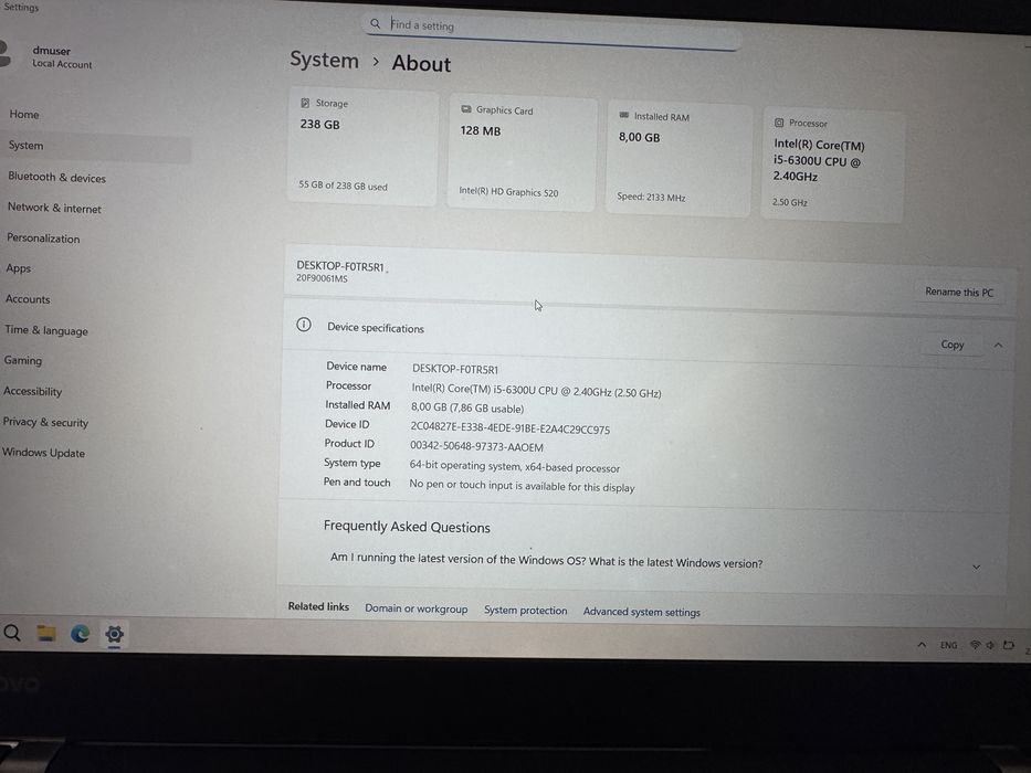 Лаптоп Lenovo ThinkPad T460s