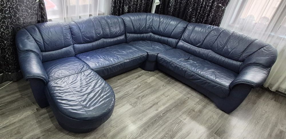 Canapea colțar,  de piele naturală