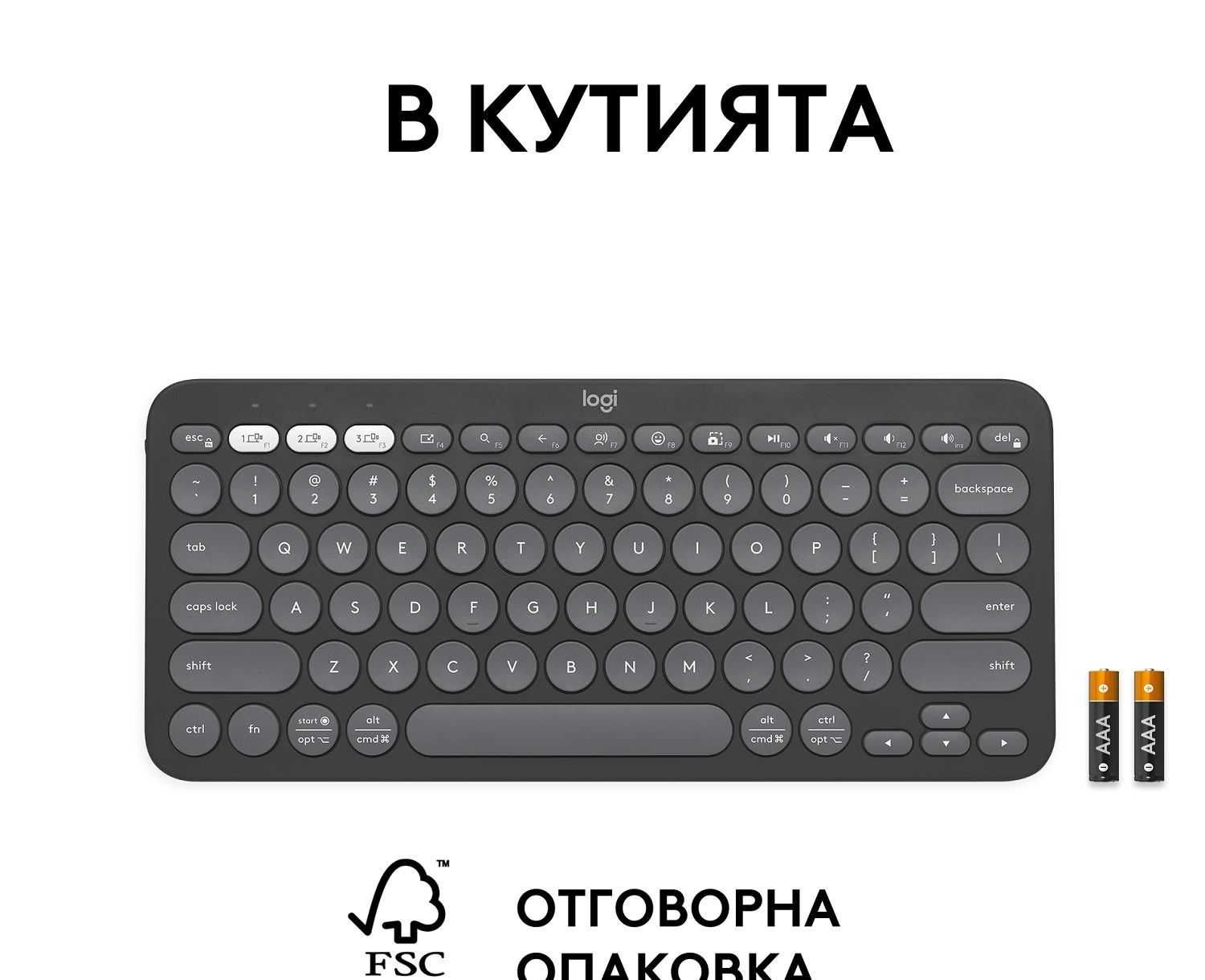 ПРОМО Нова Безжична Клавиатура LOGITECH PEBBLE KEYS 2 K380S Гаранция