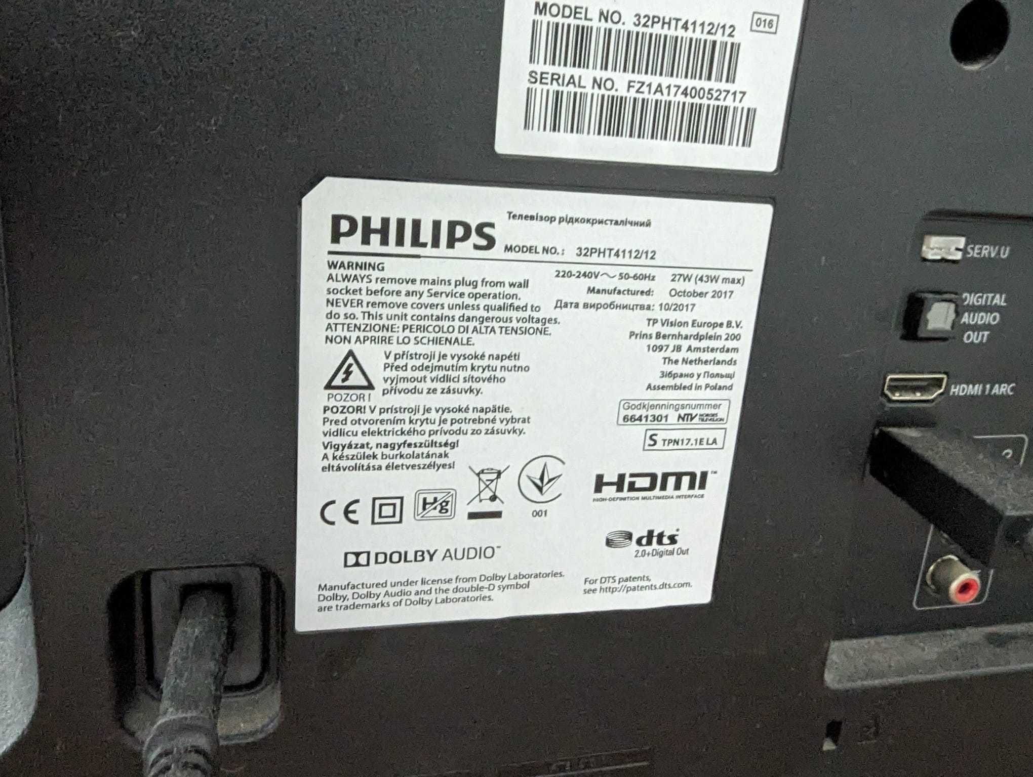 Televizor LED Philips, 80cm, 32PHT4112/12, HD
