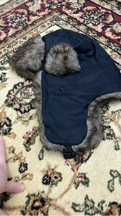 Шапка ушанка черная теплая