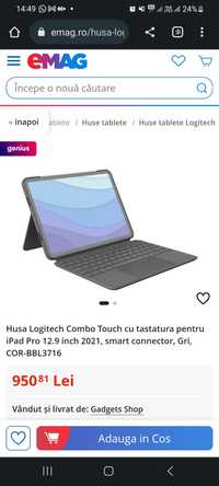 Husa Logitech Combo Touch cu tastatura pentru iPad Pro 12.9 inch (5th)