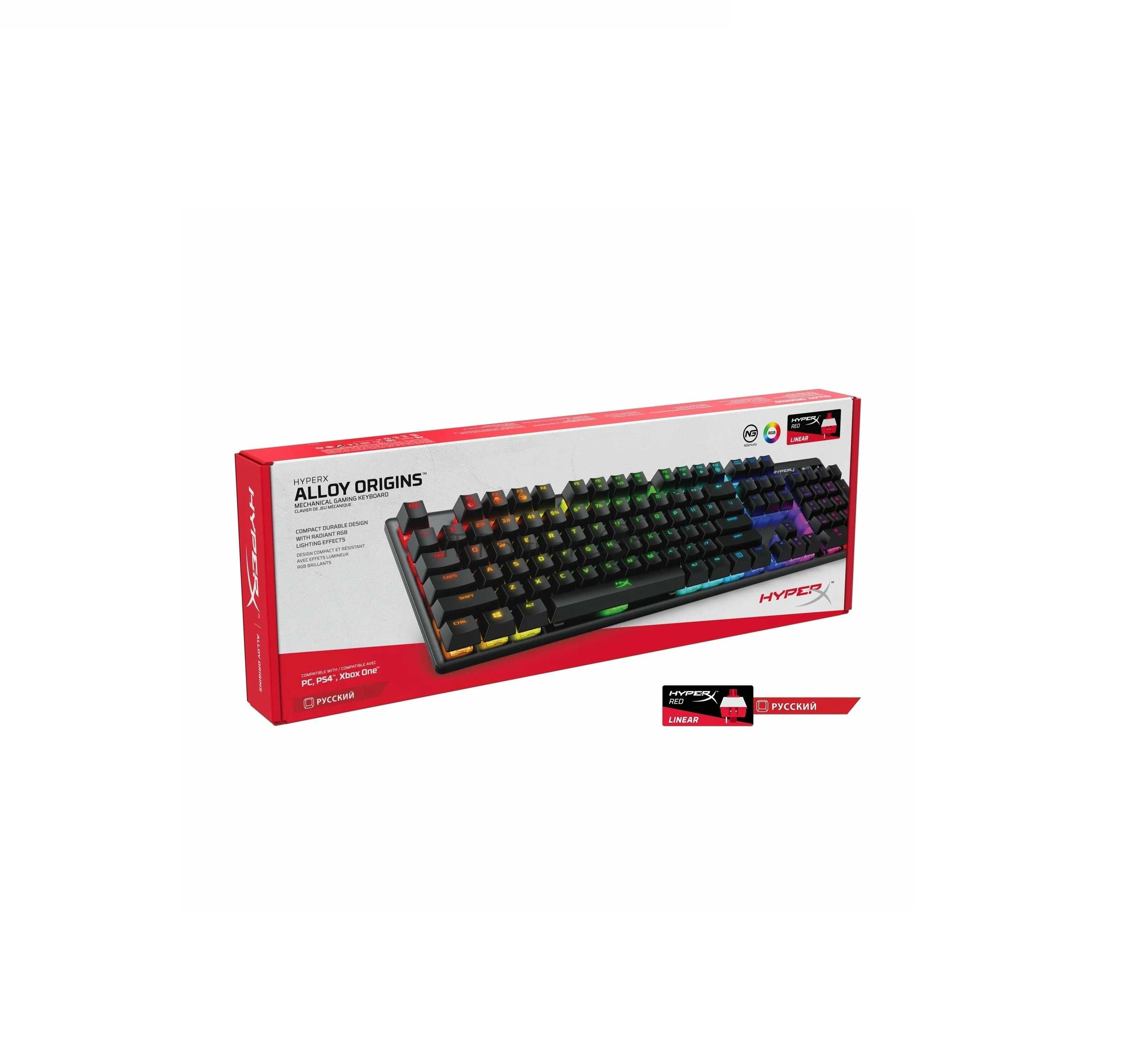 ^Клавиатура HyperX Alloy Origins PBT - HyperX Linear Red Switches, RU