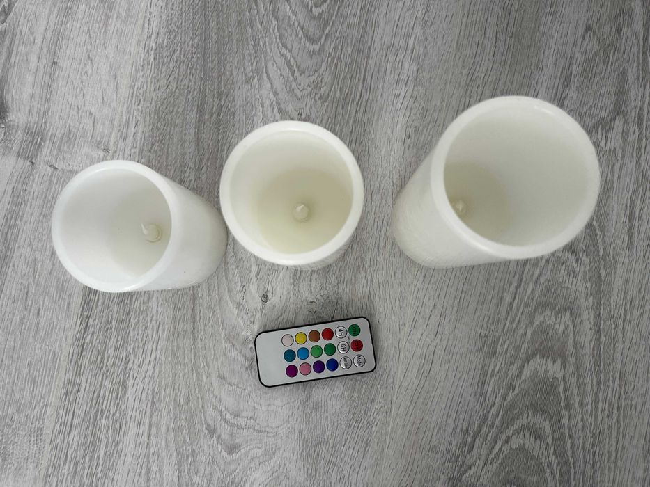 Lumanari LED / RGB cu telecomanda pe baterii - set de 3 buc