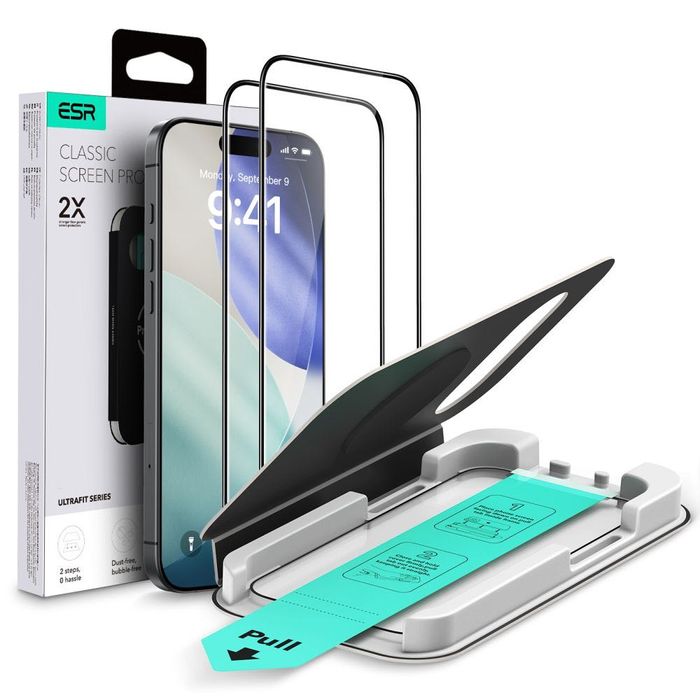 ESR UltraFit закалено стъкло 2-Pack за iPhone 17 Air/Pro/Pro Max