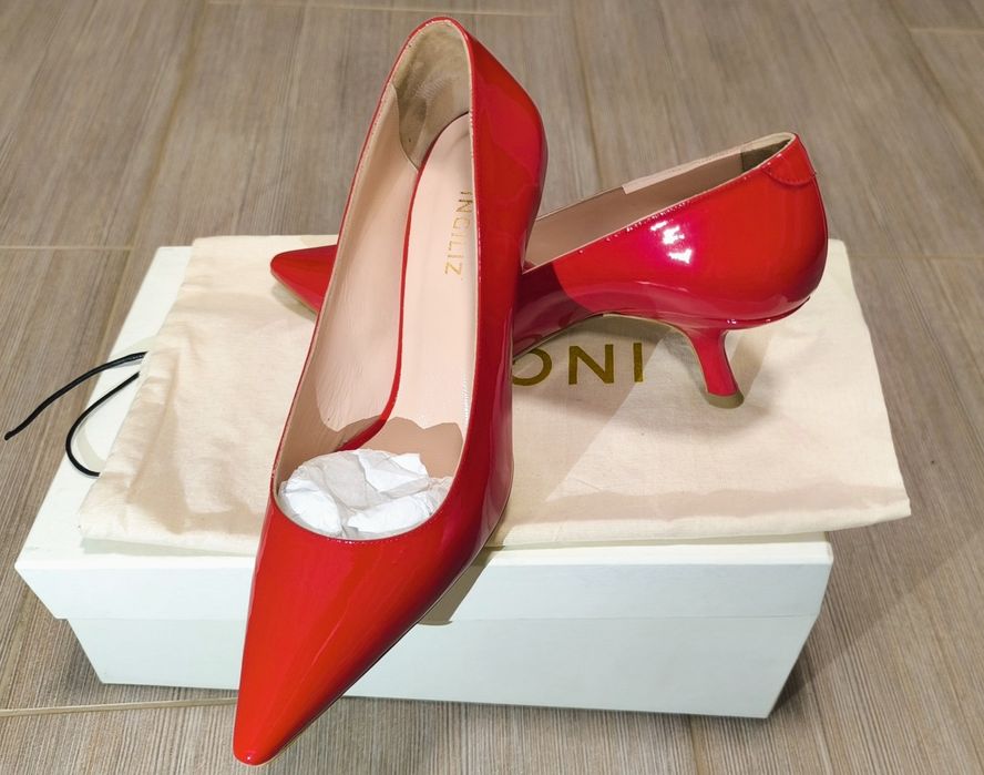 Дамски червени обувки естествена кожа