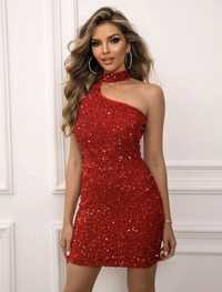 Блестяща червена рокля, размер XS