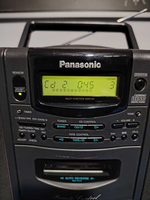 PANASONIC RX-DS303 Portable Stereo CD System, radio, CD, casetofon.