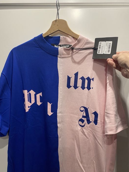 Тениска PALM ANGELS BROKEN LOGO PRINT Blue Pink.Струва 600лева.НОВА. L