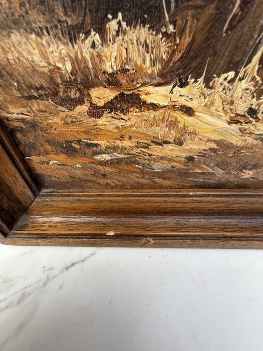 Маслена картина „Планински пейзаж“ с дървена рамка, Френски внос