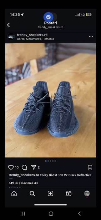 Yeezy boost 350 black reflective 43 ca noi
