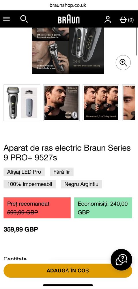 Aparat de ras electric Braun Series 9 PRO+ model premium