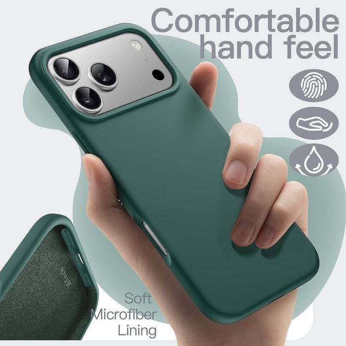 Матов силиконов кейс за apple iphone 17 pro max - тъмно зелен