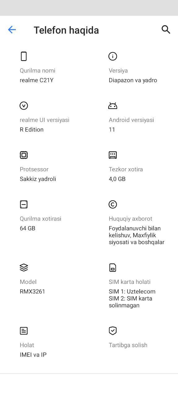 Realmi c21y  tiniq telefon.
