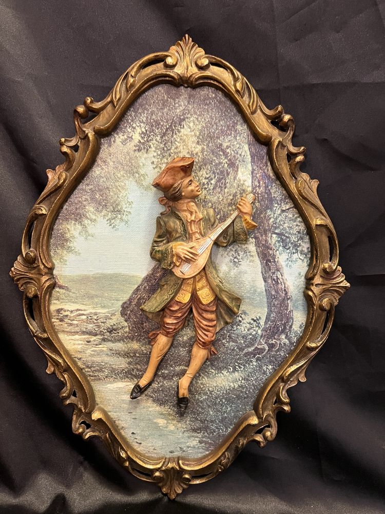 Doua tablouri decorative în relief realzate in stil Rococo
