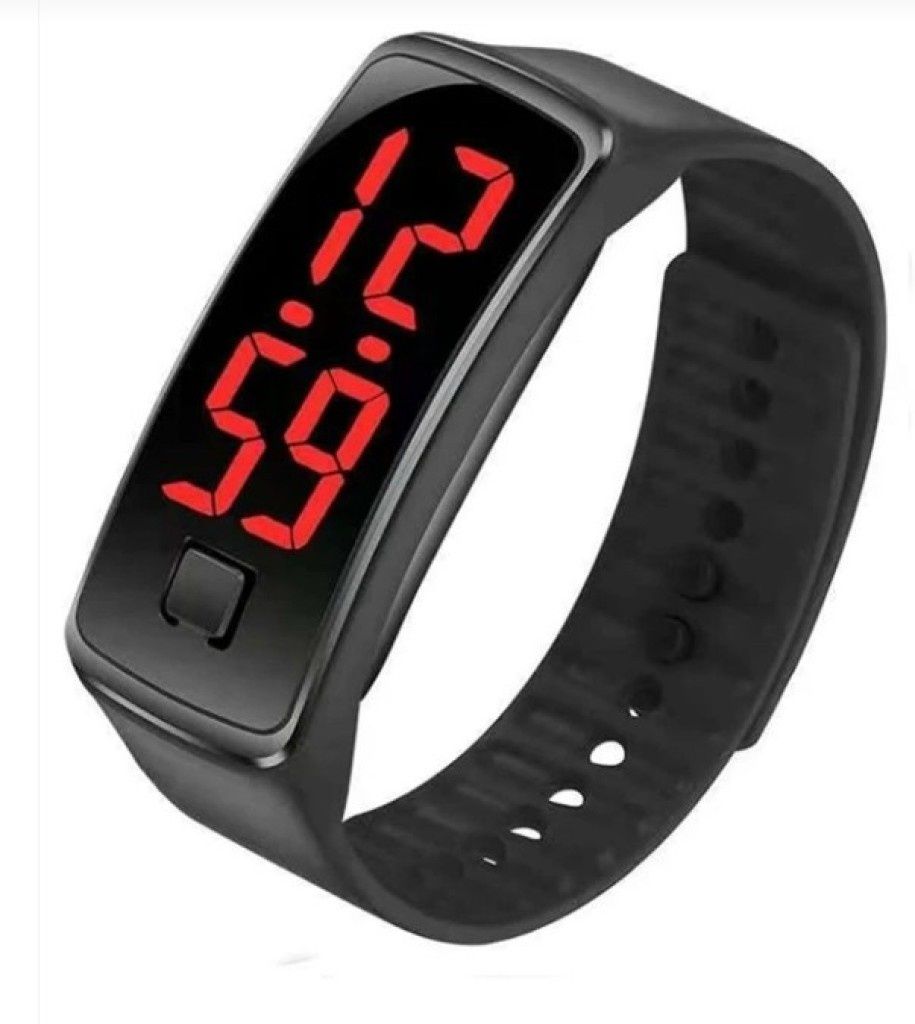 Спортен унисекс LED часовник-гривна бърз бутон